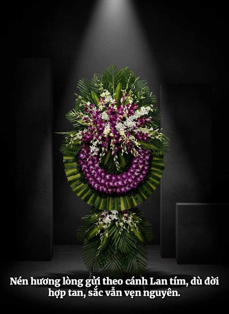 Vòng Hoa Tang Lễ Tone Tím Môn Nhẹ